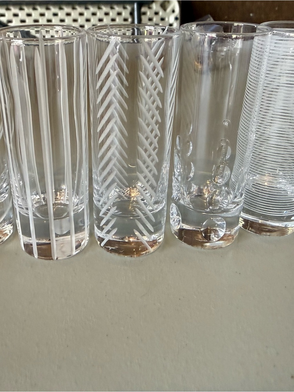 Mikasa Clear Etched Glass Shot Glasses Set